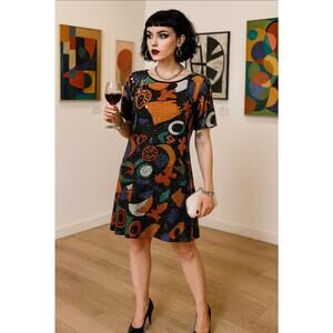 Vtg True 1980’s ET AL Geometric Sequined Party Dress Maximalist Colorful Sz 9-10